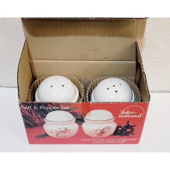 International China Co COUNTRY CHRISTMAS Salt and Pepper Shakers Fox Rabbit 1980 - Picture 7 of 9